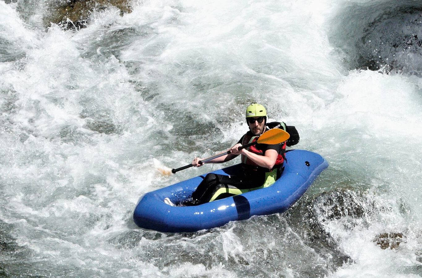 a packraft on a river