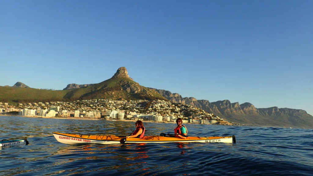 sunset sea kayaking tour in table bay